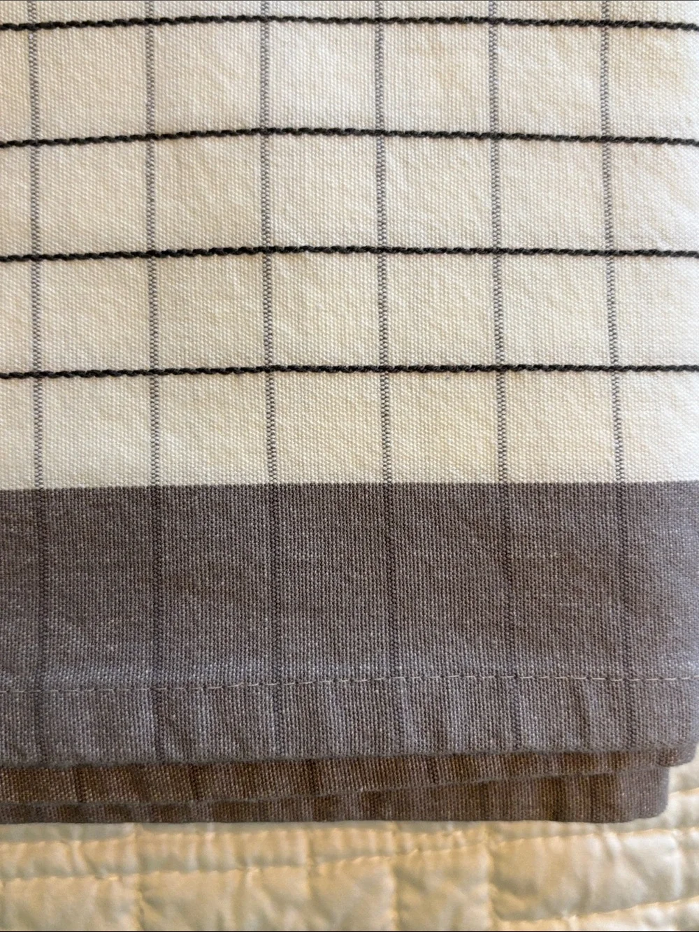 IKEA White Tablecloth with Gray Grid Pattern
